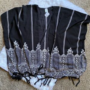 Dress Barn NEW Boho Open Front Fringe Cardigan One Size Lightweight